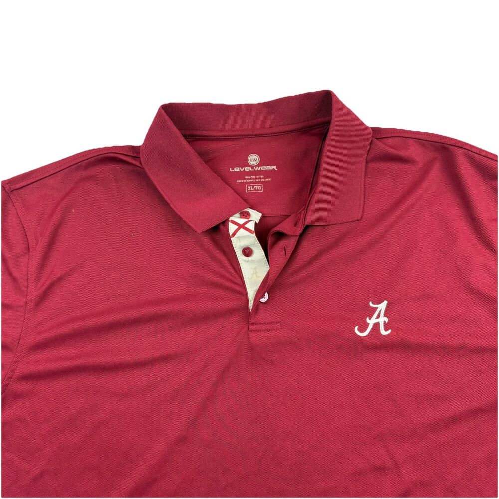 Alabama Crimson Tide Polo Shirt Mens XL Red Short Sleeve Level Wear